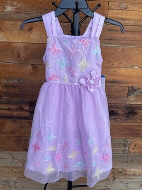 Jona Michelle Lavender Butterfly Appliqué Party Dress